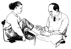 Image of a health care provider performing a foot check.