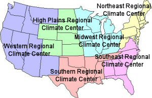 map of the regional climate centers