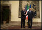 Vice President Dick Cheney and Prime Minister of Italy Silvio Berlusconi stand together Tuesday, Sept. 9, 2008 before their meeting at the Piazza Colonna in Rome. Said the Vice President after their meeting, "This great nation is a fine ally of the United States, and millions of Americans are proud to claim Italian heritage. When we think of Italy, we think of your wonderful people, your rich history and culture of the beautiful land you call home." White House photo by David Bohrer