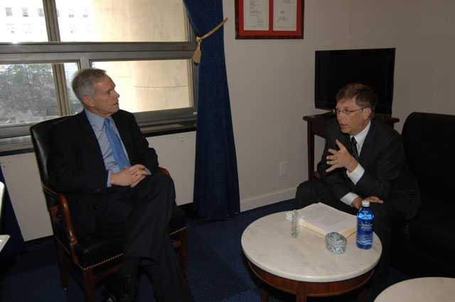Bart meets with Microsoft Chairman and CEO Bill Gates prior to a House Science and Technology Committee hearing on U.S. competitiveness.