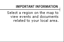 Select a region on the map to view events and documents related to your local area