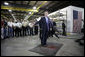 President George W. Bush praised small businesses in America as being vital to the economic growth of the country Thursday, Aug. 10, 2006, during his tour and visit with employees at Fox Valley Metal-Tech in Green Bay, Wis.  White House photo by Eric Draper