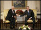 President George W. Bush meets with President Mahmoud Abbas of the Palestinian Authority, Wednesday, Sept. 20, 2006, during the President's visit to New York City for the United Nations General Assembly.  White House photo by Eric Draper