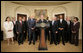 President George W. Bush is flanked by members of his Advisory Council on Financial Literacy Tuesday, Jan. 22, 2008, as he announces its establishment during a statement in the Roosevelt Room of the White House. White House photo by Shealah Craighead