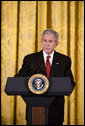 President George W. Bush delivers remarks on Cuba Wednesday, May 21, 2008, during a Day of Solidarity with the Cuban People. The commemoration, held in the East Room of the White House, was held to coincide with a period in Cuban history that marks the Cuban Independence Day, the death of Jose Marti and the death of Pedro Luis Boitel, the day seeks to focus international attention on the denial of fundamental freedoms to the Cuban people. White House photo by Chris Greenberg