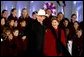 President George W. Bush and Laura Bush attend the Pageant of Peace Tree Lighting on the Ellipse near the White House Thursday, Dec. 5.   White House photo by Paul Morse