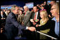 President George W. Bush greets the crowd after remarks on the Global War on Terror in Louisville, Kentucky, Wednesday, Jan. 11, 2006. White House photo by Eric Draper