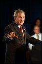 Discussing Medicare and medical liability, President George W. Bush addresses doctors and senior citizens in Las Vegas, Nev., Wednesday, Nov. 25, 2003.  White House photo by Tina Hager