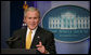 President George W. Bush gestures as he speaks with reporters during a news conference Tuesday, July 15, 2008, in the James S. Brady Press Briefing Room of the White House.  White House photo by Joyce N. Boghosian