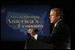 President George W. Bush speaks to the Economic Club of Chicago, Ill., about his growth and jobs plan to strengthen the American economy Tuesday, January 7, 2003.  White House photo by Paul Morse