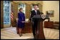 President George W. Bush nominates White House Counsel Harriet Miers as Supreme Court Justice during a statement from the Oval Office on Monday October 3, 2005.  White House photo by Paul Morse