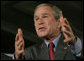 President George W. Bush gestures as he addresses an audience Tuesday, June 27, 2006 in Washington, calling on the U.S. Senate and members of the House of Representatives to quickly pass proposed Line-Item Veto legislation.  White House photo by Paul Morse