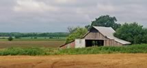 Old barn in a field