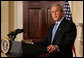 President George W. Bush addresses his remarks honoring the 10th anniversary of the International Religious Freedom Act, speaking Monday, July 14, 2007 in the Roosevelt Room at the White House. White House photo by Joyce N. Boghosian