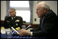 Vice President Dick Cheney delivers a statement during a meeting Wednesday, Feb. 21, 2007, with senior U.S. and Japanese military personnel at Yokosuka Naval Base in Tokyo. White House photo by David Bohrer