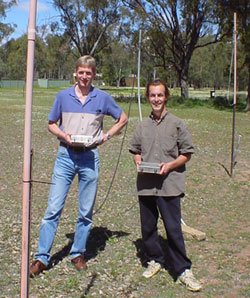 scientists pose with Radio Jove receivers