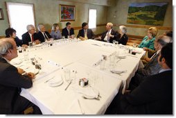 President George W. Bush meets with Cuban American community leaders Friday, Oct. 10, 2008, at Havana Harry's restaurant in Coral Gables, Fla. White House photo by Eric Draper