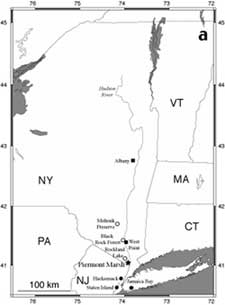 This map shows the Hudson Valley Region of New York, Pennsylvania and New Jersey.