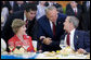 President George W. Bush greets President Nursultan Nazabayev of Kazakhstan Friday, Aug. 8, 2008, during a social luncheon in Beijing honoring the 2008 Olympic Summer Games. White House photo by Eric Draper