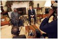 President George W. Bush meets with Nigerian President Olusegun Obasanjo in the Oval Office Thursday, Dec. 02, 2004. "I think it is vital that the continent of Africa be a place of freedom and democracy and prosperity and hope, where people can grow up and realize their dreams," President Bush said after the meeting. "It's a continent that has got vast potential, and the United States wants to help the people of Africa realize that potential." 