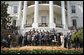 President George W. Bush and Vice President Dick Cheney pose for a photo with the Super Bowl XLII Champion New York Giants, Wednesday, April 30, 2008, on the South Lawn of the White House. White House photo by David Bohrer