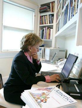 Lynne Cheney responds to questions during a Web chat on 