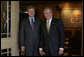 President George W. Bush and Canadian Prime Minister Stephen Harper arrive for their first meeting of the 2008 North American Leaders' Summit Monday, April 21, 2008, at the Windsor Court Hotel in New Orleans. White House photo by Joyce N. Boghosian