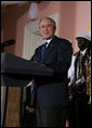 President George W. Bush addresses his remarks at the U.S. Chamber of Commerce reception Monday evening, April 21, 2008, prior to attending the 2008 North American Leaders’ Summit dinner in New Orleans. White House photo by Joyce N. Boghosian