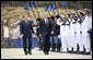President George W. Bush is escorted by Italian Prime Minister Silvio Berlusconi during an honor guard review Thursday, June 12, 2008, at the Villa Madama in Rome. White House photo by Eric Draper