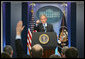 President George W. Bush calls on a reporter during a morning press conference Thursday, Dec. 20, 2007, in the James S. Brady Briefing Room of the White House. White House photo by Chris Greenberg