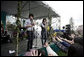 Excited Fans reach out toward the Jonas Brothers as they perform on the South Lawn of the White House Monday, March 24, 2008, during the 2008 White House Easter Egg Roll. White House photo by Grant Miller