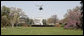 Marine One, with President George W. Bush aboard, departs from the South Lawn of the White House Thursday, April 10, 2008, en route to Andrews Air Force Base. White House photo by Grant Miller