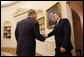 President George W. Bush welcomes Prime Minister Gordon Brown of the United Kingdom to the Oval Office Friday, Sept. 26, 2008, at the White House. White House photo by Eric Draper