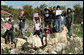 Well-wishers bearing the U.S. and Israel flags line the motorcade route Friday, Jan. 11, 2008, as President George W. Bush departed Galilee for Tel Aviv. White House photo by Eric Draper