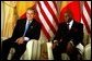 President George W. Bush meets with President Abdoulaye Wade of Senegal at the Presidential Palace in Dakar, Senegal, Tuesday morning, July 8, 2003. White House photo by Paul Morse.