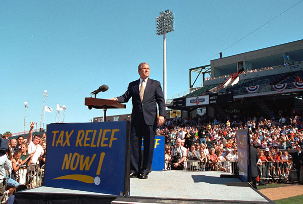 President Bush Speaks at Zephyr Field in New Orleans, Louisiana. White House photo by Paul Morse.