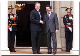 Joint Press Conference with President George W. Bush and President Jose Maria Aznar - Madrid, Spain