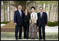 President George W. Bush and Mrs. Laura Bush stand with Japan's Prime Minister Yasuo Fukuda and Mrs. Kiyoko Fukuda in the Banquet Lobby of the Windsor Hotel Toya Resort and Spa Monday, July 7, 2008, in Toyako, Japan, prior to the Dinner with G-8 Leaders and Spouses. White House photo by Eric Draper