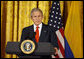 President George W. Bush delivers remarks during the celebration of Colombian Independence Day Tuesday, July 22, 2008, in the East Room of the White House. White House photo by Eric Draper