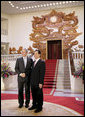 President George W. Bush stands with Prime Minister Nguyen Tan Dung at the Office of the Government Cabinet Room Friday, Nov. 17, 2006, in Hanoi after his arrival with Mrs. Laura Bush to Vietnam. White House photo by Eric Draper