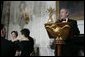 President George W. Bush addresses guests Monday evening, Feb. 6, 2006 in the State Dining Room at the White House to honor The Dance Theatre of Harlem. White House photo by Kimberlee Hewitt