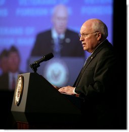 Vice President Dick Cheney delivers remarks Monday, March 5, 2007 to the Joint Opening Session of the Veterans of Foreign Wars National Legislative Conference in Washington, D.C.  White House photo by David Bohrer