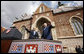 President George W. Bush and Prime Minister Ivo Sanader of Croatia, wave to the thousands who flocked to St. Mark's Square in downtown Zagreb Saturday, April 5, 2008, to see and hear the U.S. President. White House photo by Eric Draper