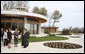 Mrs. Laura Bush joins Mrs. Maria Basescu, in dark dress, spouse of Romanian President Traian Basescu, at Protocol Villas Neptun-Olimp, the presidential retreat, in Neptun, Romania, Wednesday, April 2, 2008. White House photo by Shealah Craighead