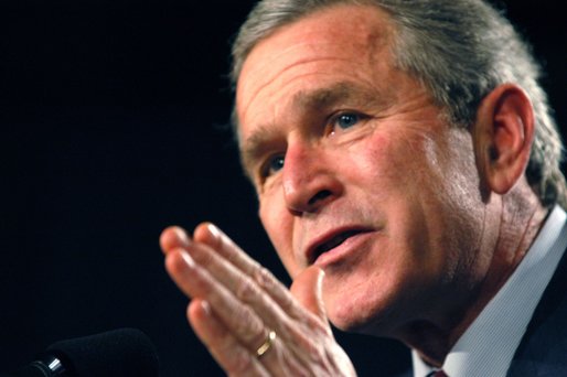 President George W. Bush speaks at the Illinois Welcome at the Illinois Police Armory in Springfield, Illinois, Sunday, Nov. 3, 2002 White House photo by Eric Draper.