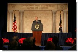 President George W. Bush delivers remarks Wednesday, Dec. 14, 2005, outlining the strategy for victory in Iraq during an address at the Woodrow Wilson International Center for Scholars in Washington D.C.  White House photo by Kimberlee Hewitt