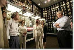 President George W. Bush, Laura Bush and Japanese Prime Minister Junichiro Koizumi are given a tour of Graceland, the home of Elvis Presley, by his former wife Priscilla Presley and their daughter Lisa-Marie Presley, Friday, June 30, 2006 in Memphis. White House photo by Eric Draper