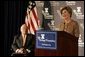 Laura Bush delivers remarks at the Heritage Foundation in New York Wednesday, Sept. 13, 2005. White House photo by Krisanne Johnson