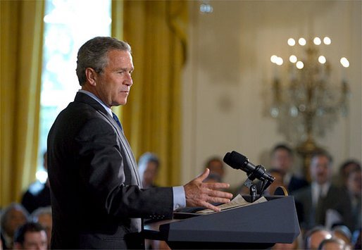 President George W. Bush discusses his Global HIV/AIDS Initiative in the East Room Tuesday, April 29, 2003. "Today, on the continent of Africa alone nearly 30 million people are living with HIV/AIDS, including 3 million people under the age of 15 years old. In Botswana, nearly 40 percent of the adult population -- 40 percent -- has HIV, and projected life expectancy has fallen more than 30 years due to AIDS," said the President. White House photo by Paul Morse