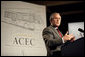 President George W. Bush addresses the American Council of Engineering Companies in Washington, D.C., May 3, 2006. "Most new jobs in America are created by small businesses, and when the small business sector is strong, it means people are going to find work," said President Bush. "The number of Hispanic-owned businesses is growing at three times the national rate, and that's a positive development." White House photo by Eric Draper